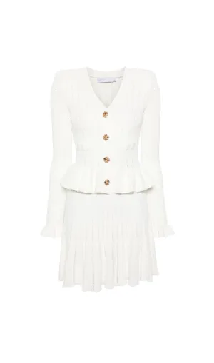 URSULA WHITE KNIT PEPLUM MINI DRESS