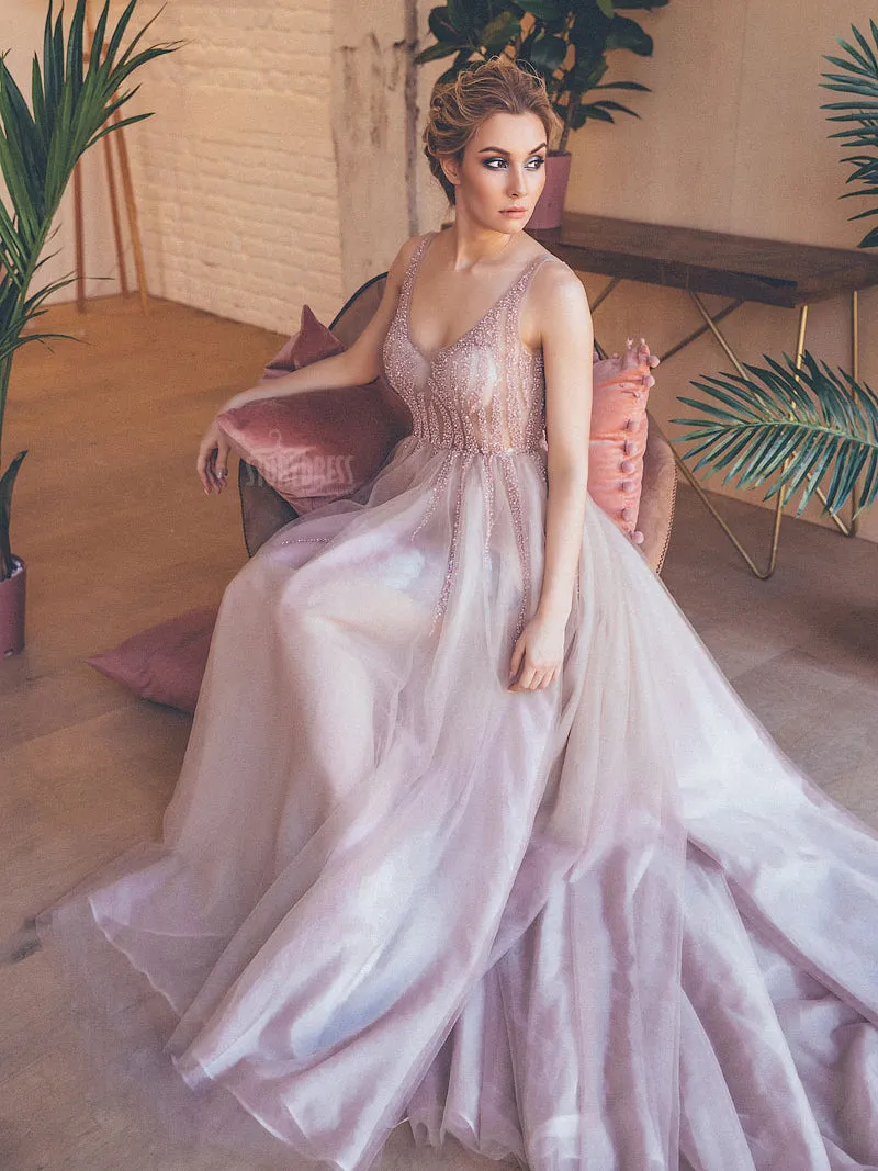 V-Neck Beaded Evening Dresses Prom Dress Elegant Sleeveless Maxi Dress Photo Shoot Dress