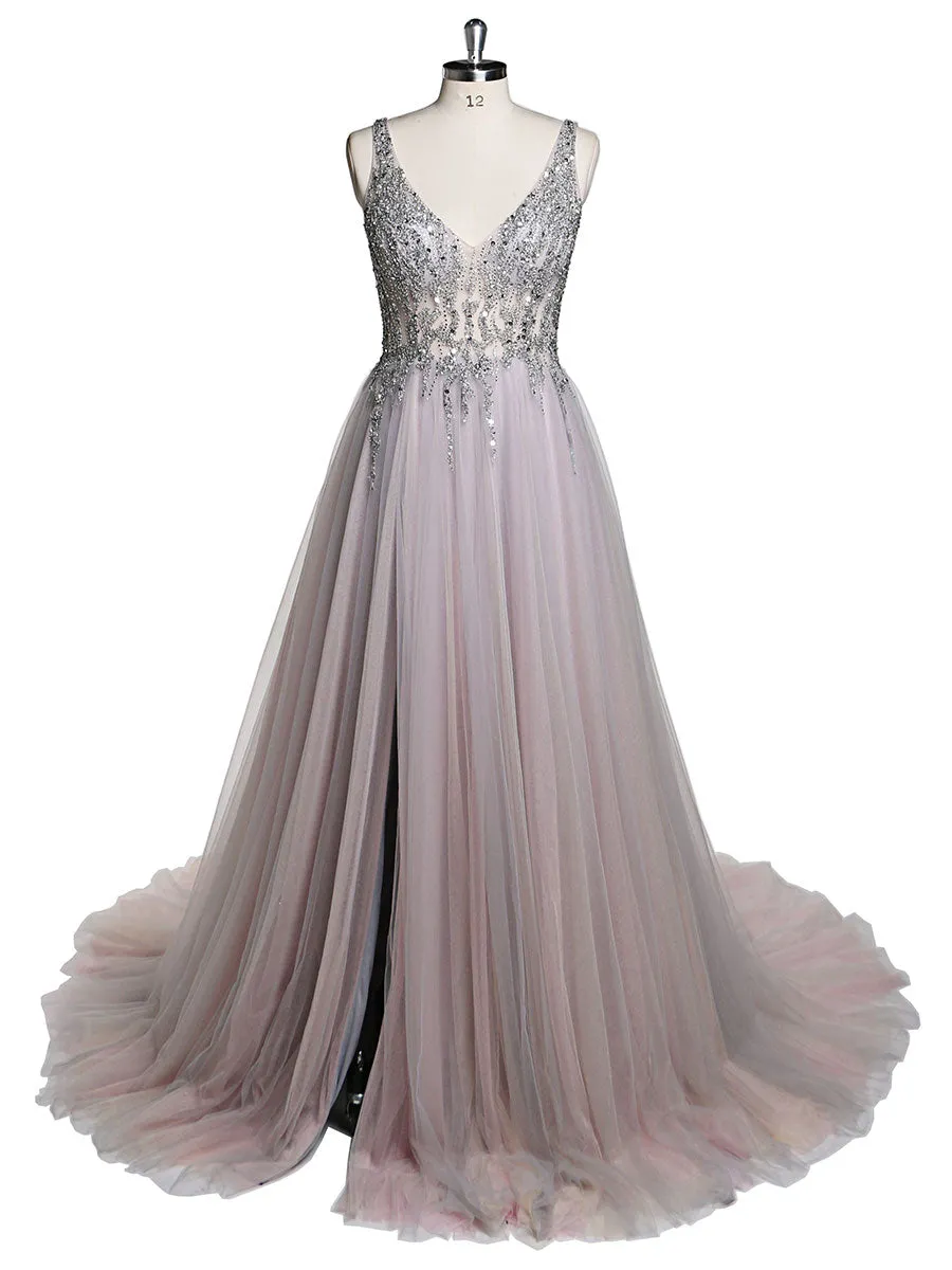 V-Neck Beaded Evening Dresses Prom Dress Elegant Sleeveless Maxi Dress Photo Shoot Dress