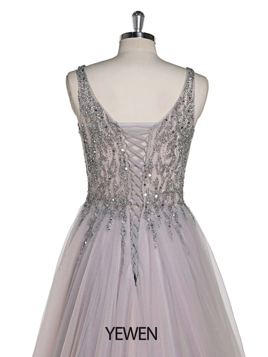 V-Neck Beaded Evening Dresses Prom Dress Elegant Sleeveless Maxi Dress Photo Shoot Dress