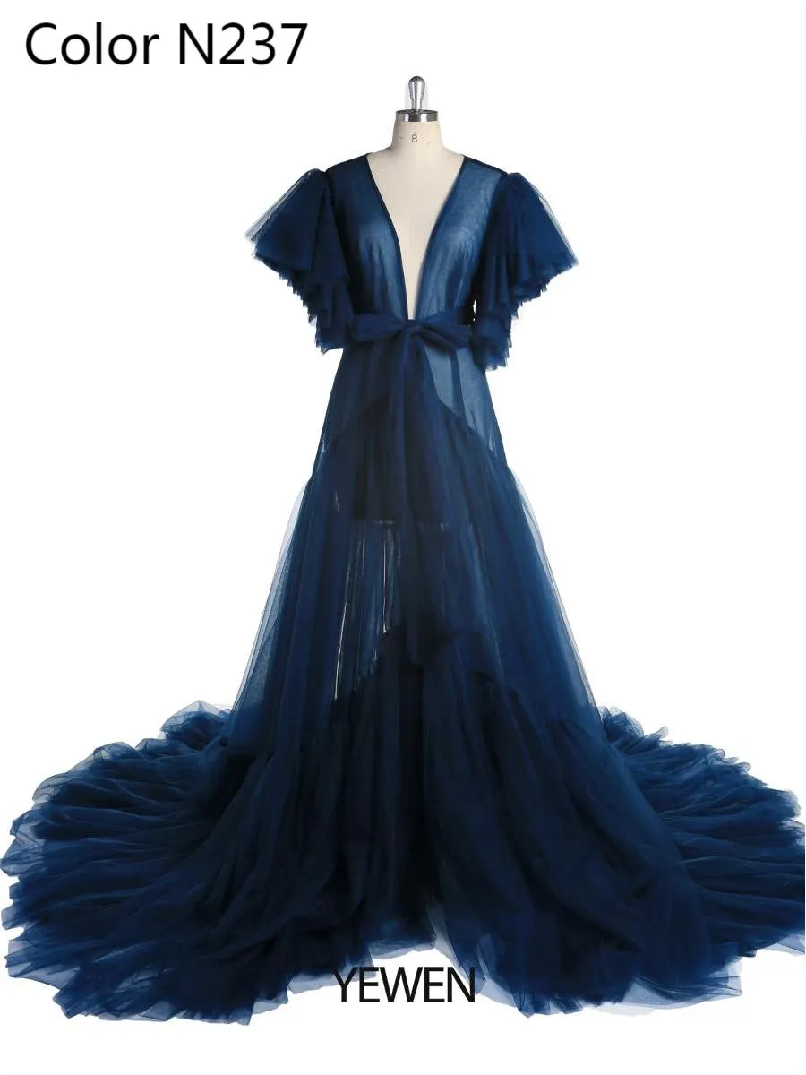 V Neck Bow Short Sleeve Pleated Maternity Dress For Photo Shoot