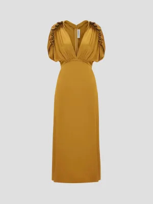 V-Neck Ruffle Midi Dress