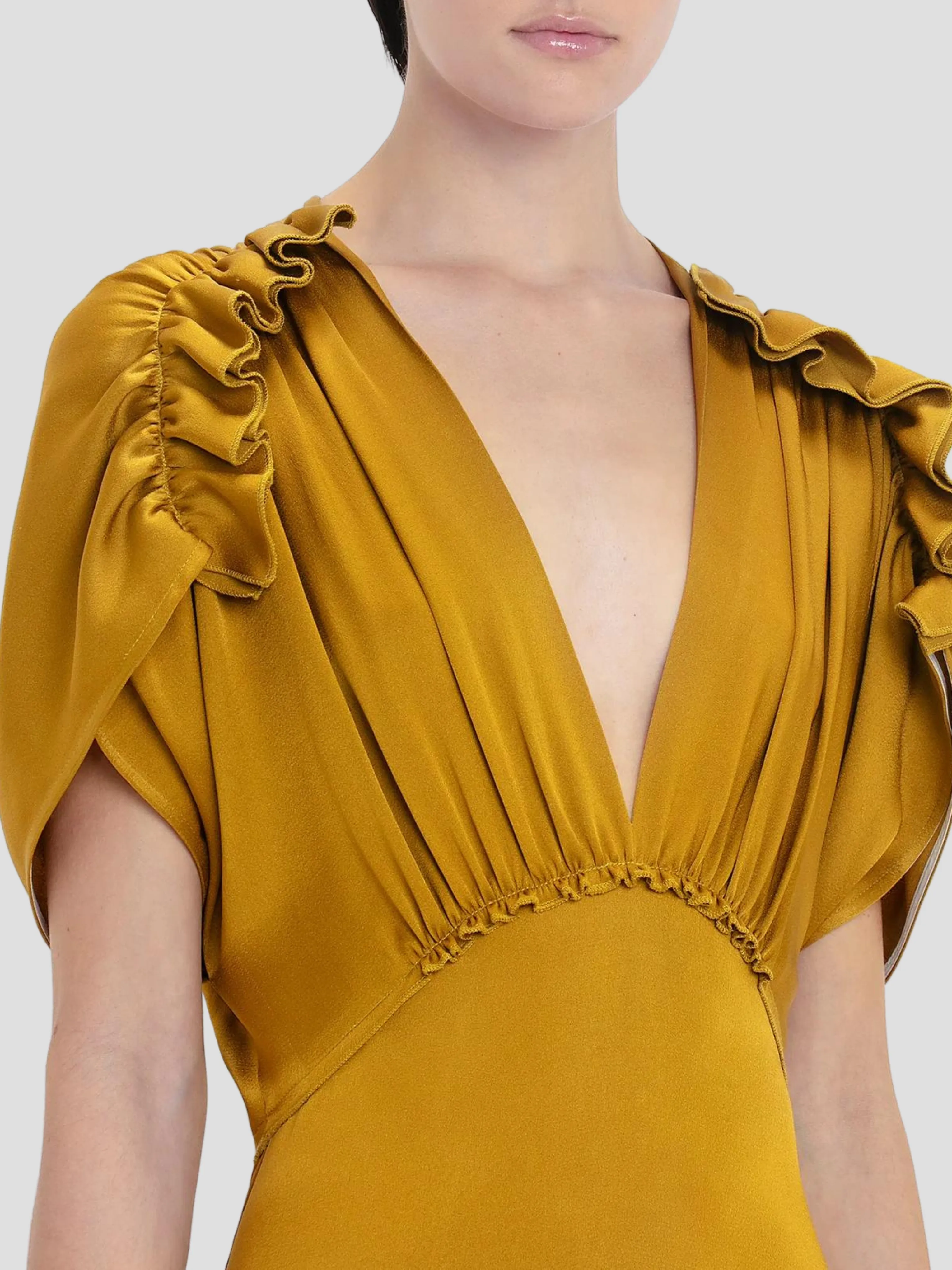 V-Neck Ruffle Midi Dress