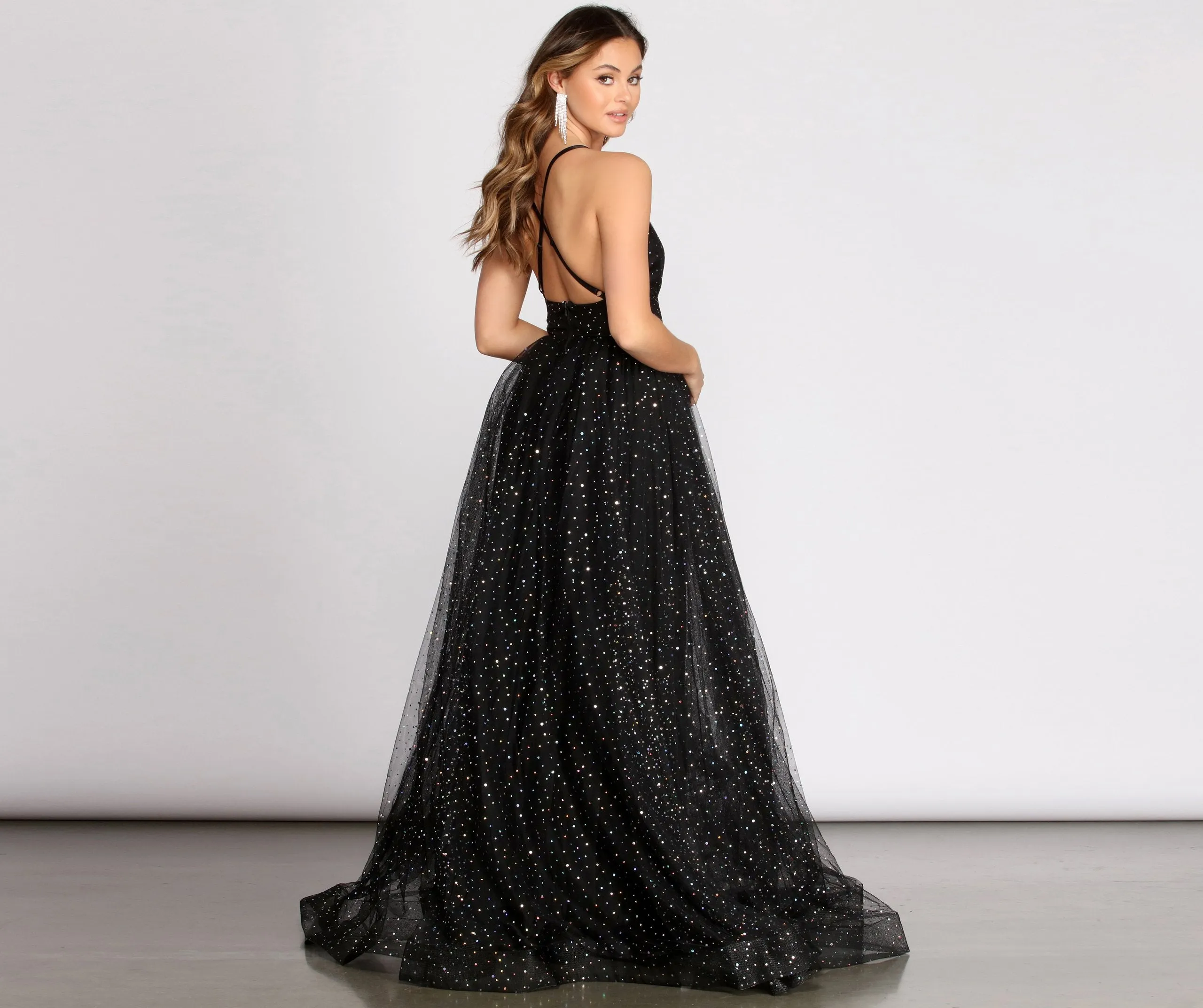 Vanessa V Neck Tulle Gown