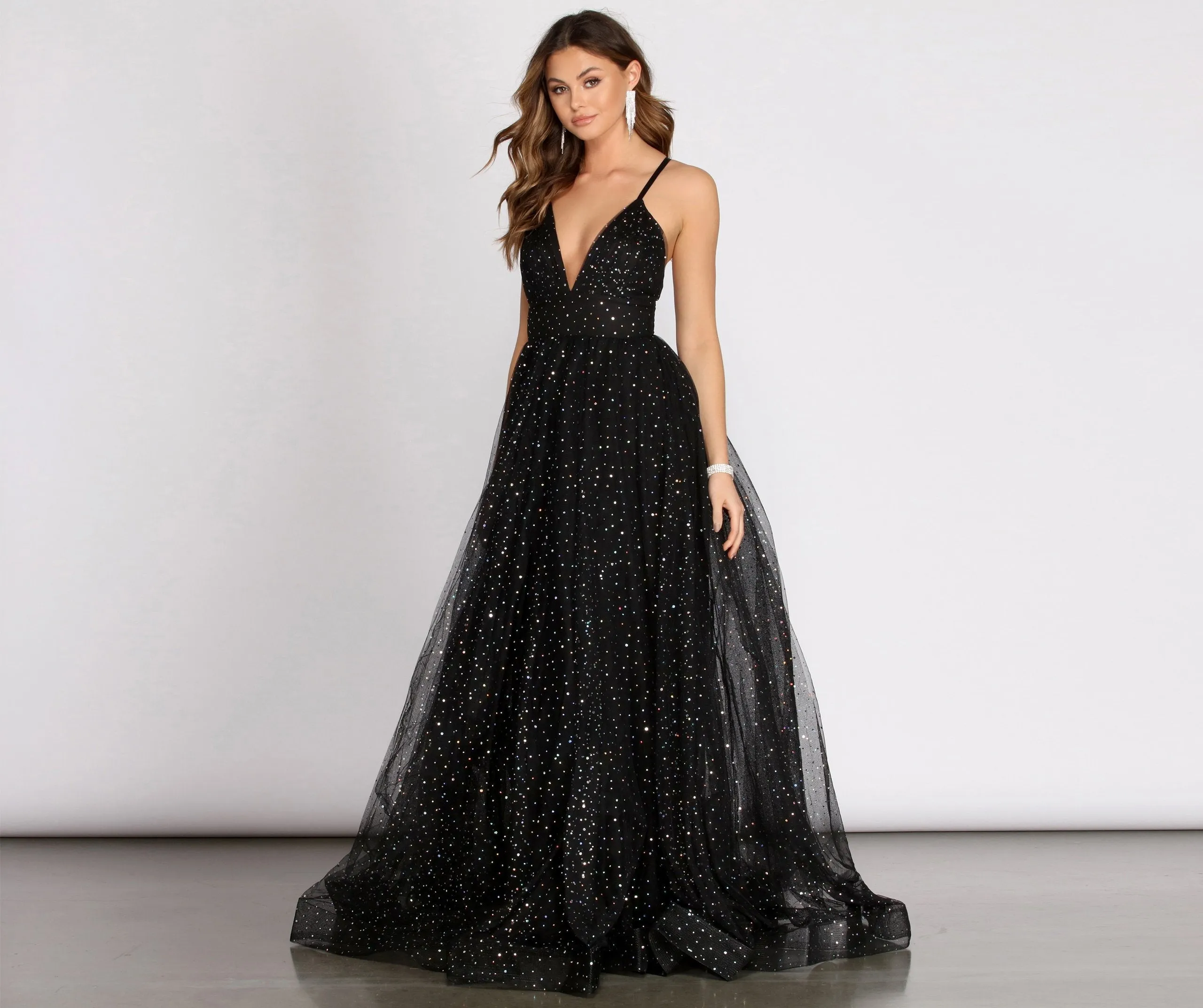 Vanessa V Neck Tulle Gown