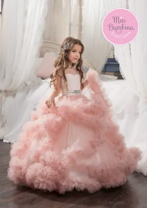 Vegas Ruffled Waterfall Flower Girl Dress