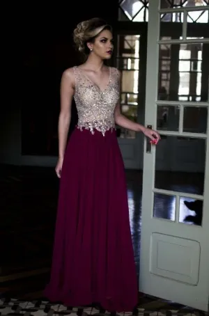 vestidos de fiesta burgundy prom dresses long v neck beaded sleeveless cheap prom gowns 2021