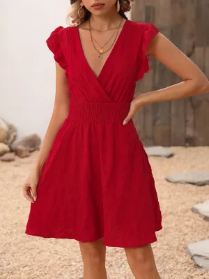 Vickie Smocked Ruffled Surplice Mini Dress - Online Exclusive