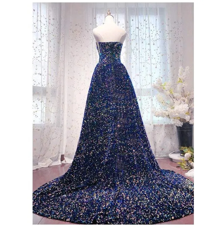 Vintage Evening Dresses Long Robe de Soiree Sexy High Split Backless Dress