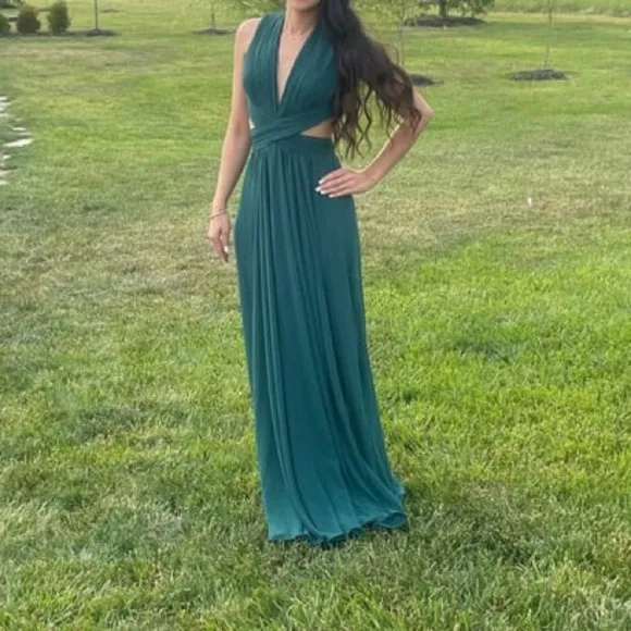 Vivid Imagination Emerald Green Cutout Maxi Dress