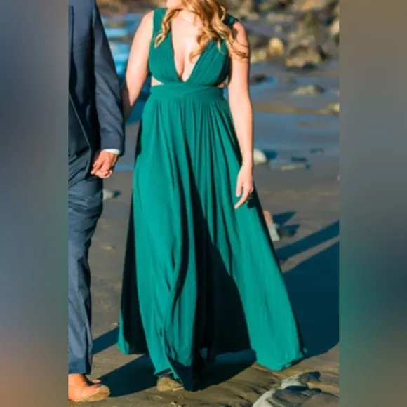 Vivid Imagination Emerald Green Cutout Maxi Dress