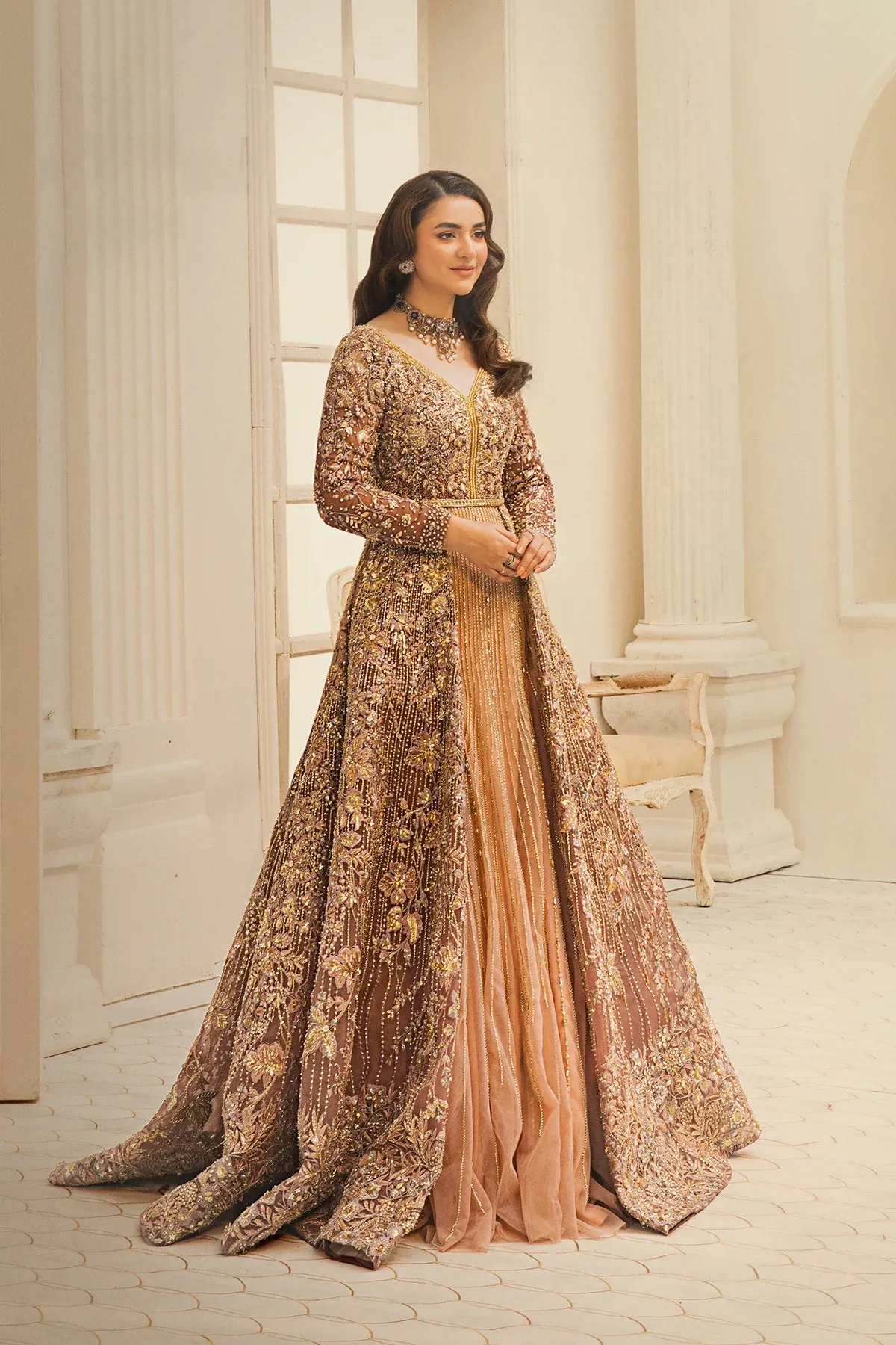 Walima Dress in Plum Bridal Gown Lehenga