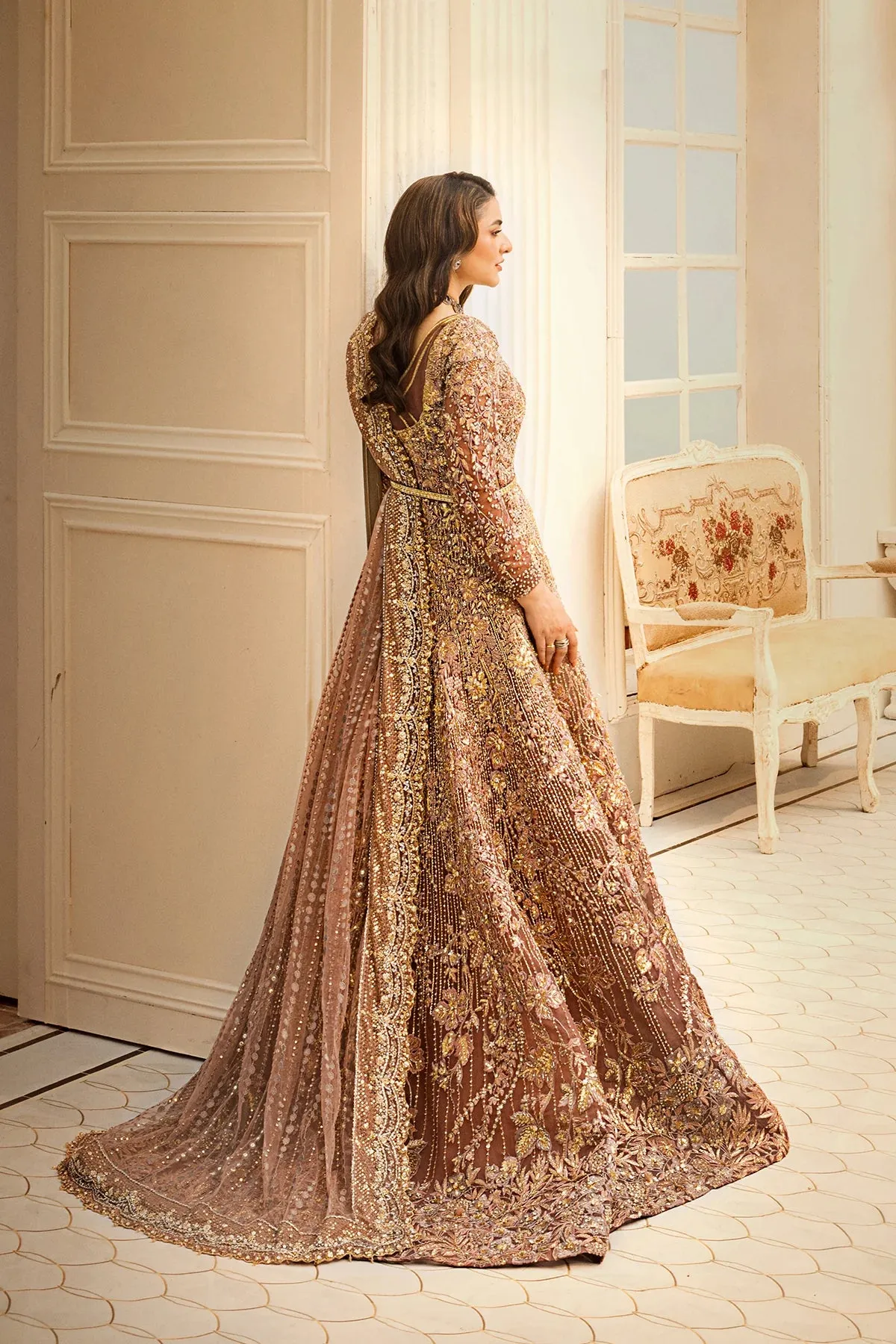 Walima Dress in Plum Bridal Gown Lehenga