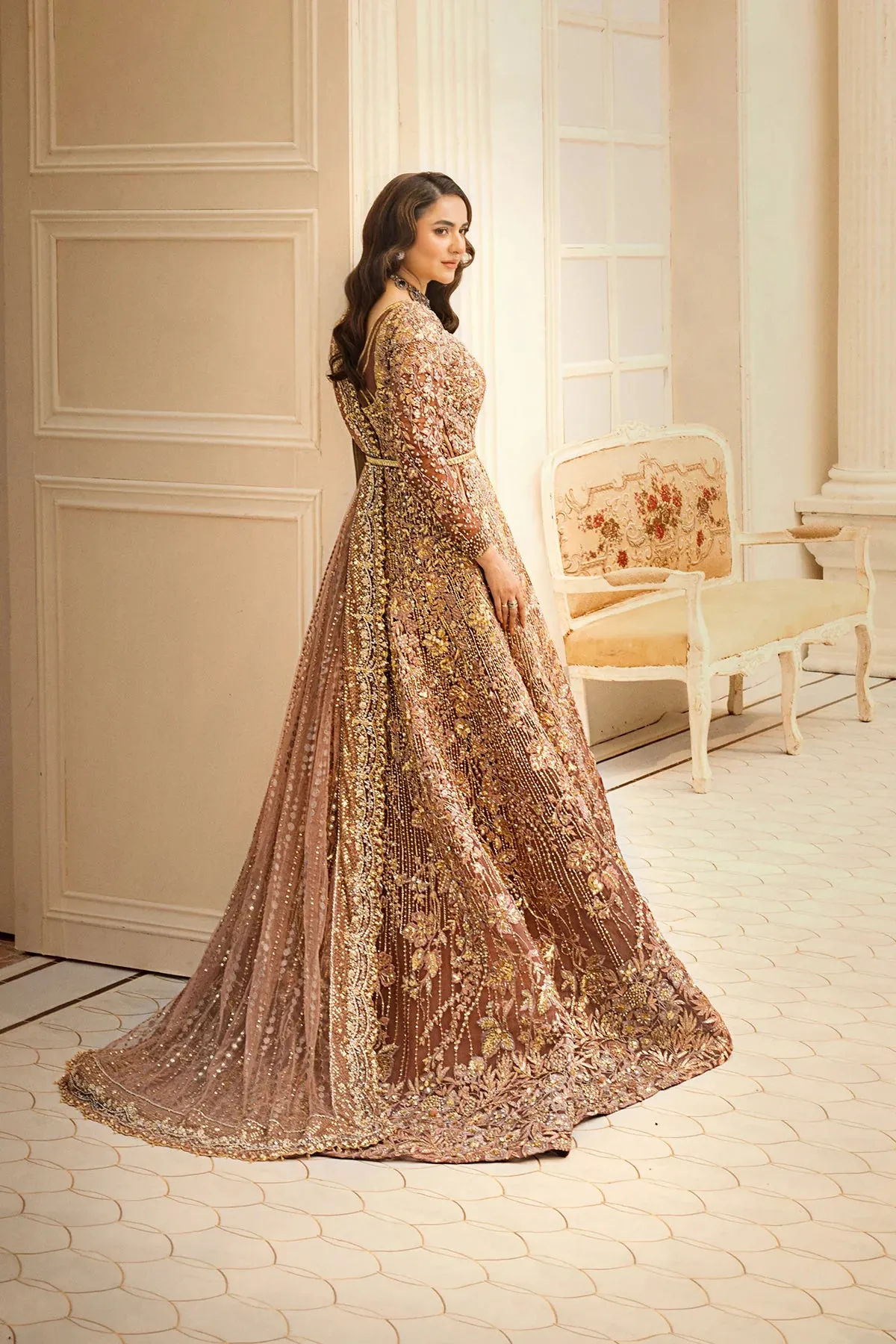 Walima Dress in Plum Bridal Gown Lehenga
