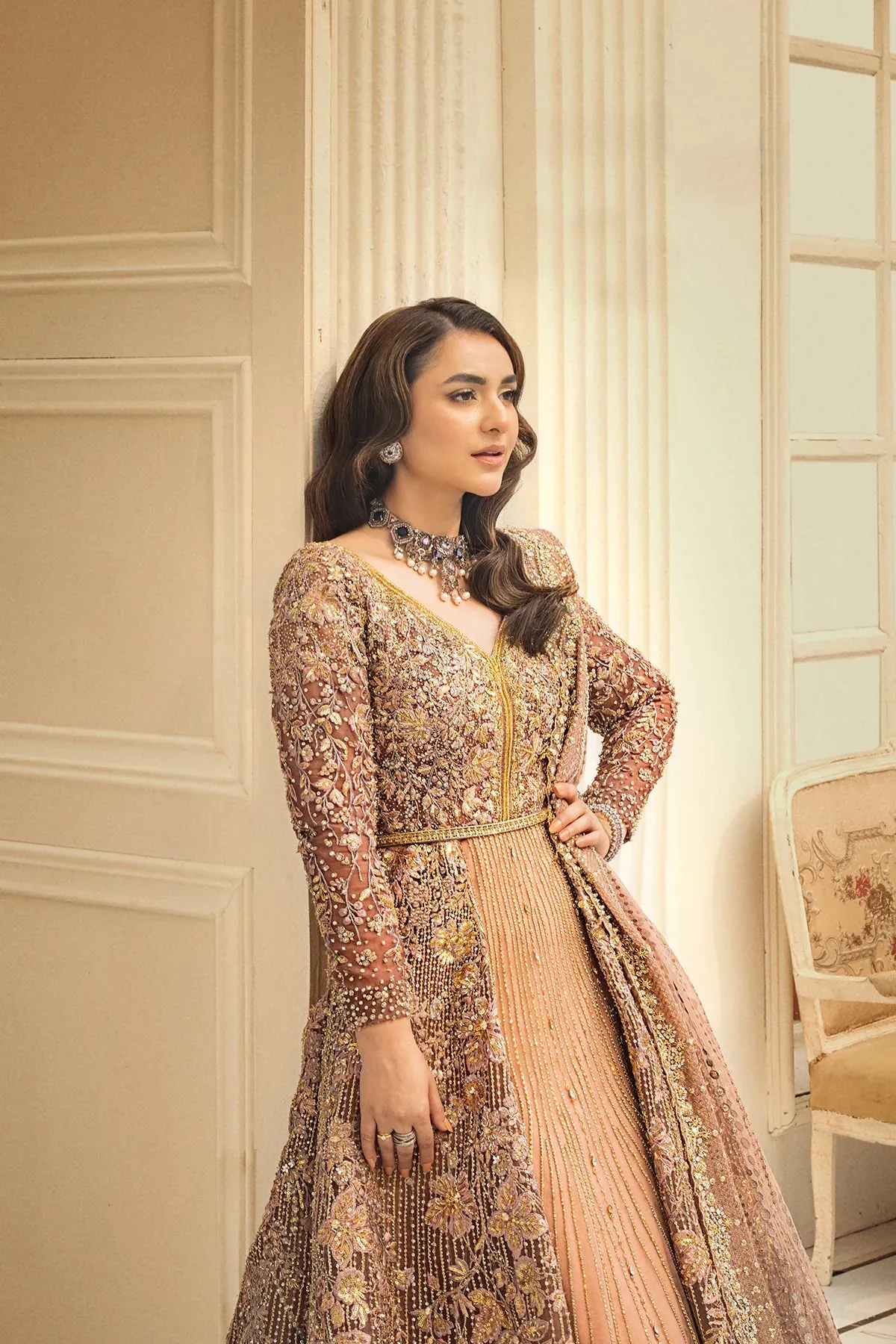 Walima Dress in Plum Bridal Gown Lehenga