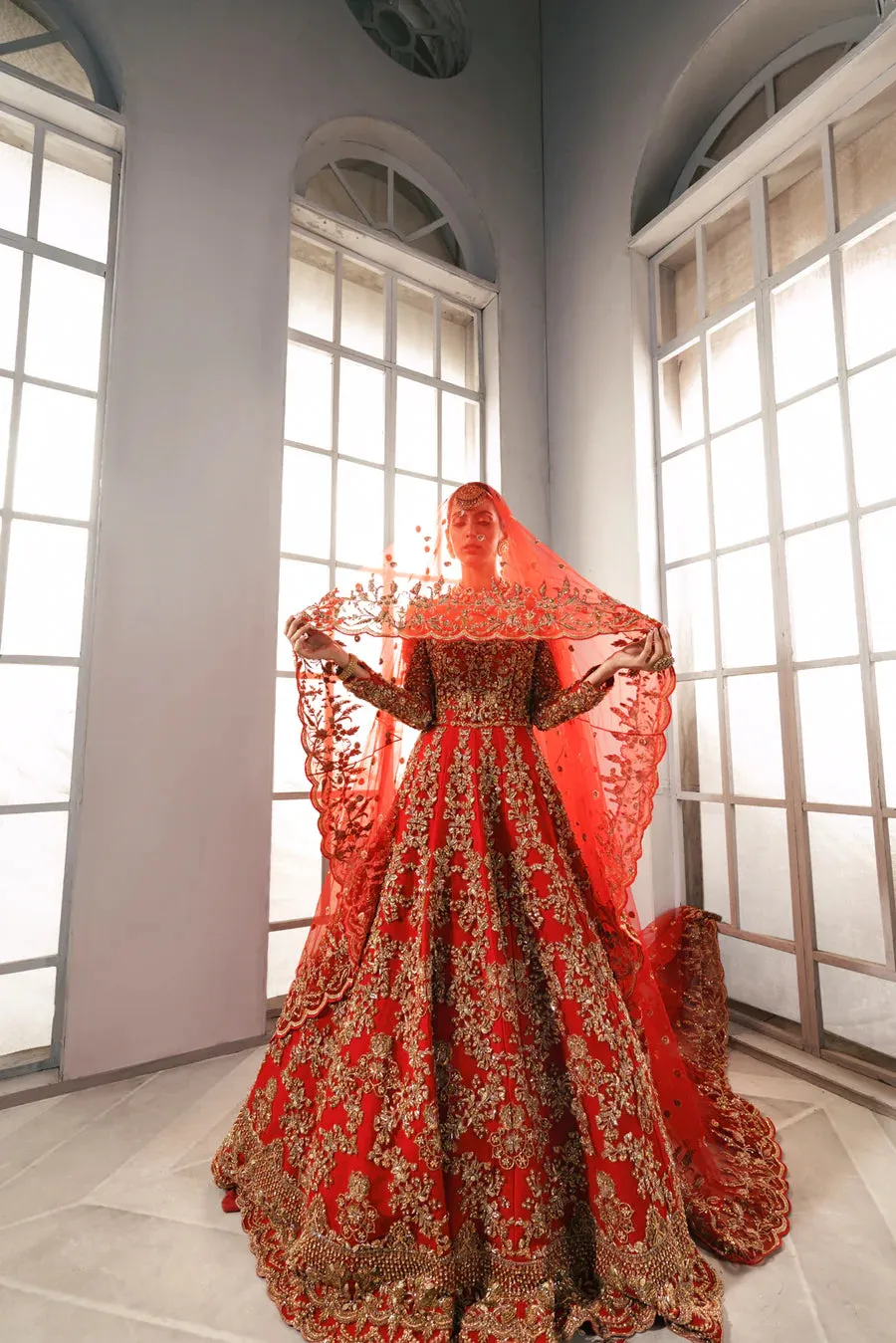 Wedding Dress Red Lehenga choli with long Tail Dupatta