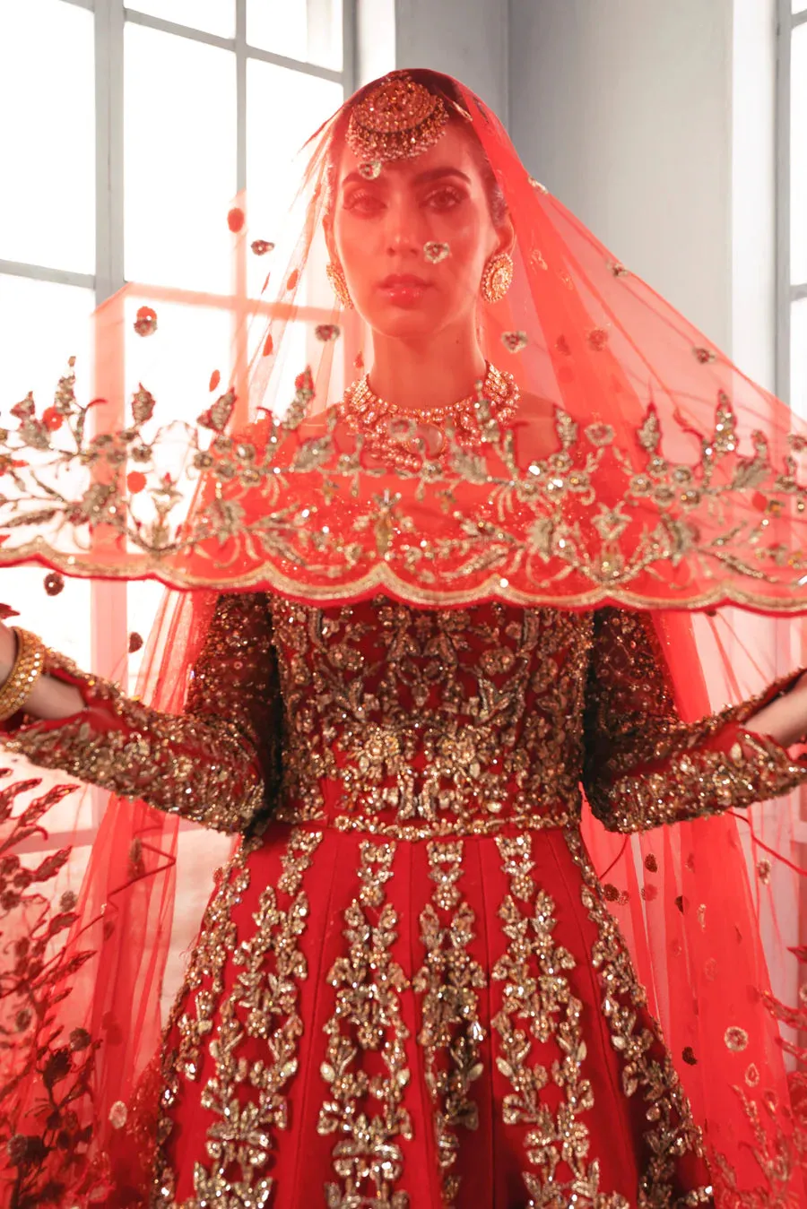 Wedding Dress Red Lehenga choli with long Tail Dupatta