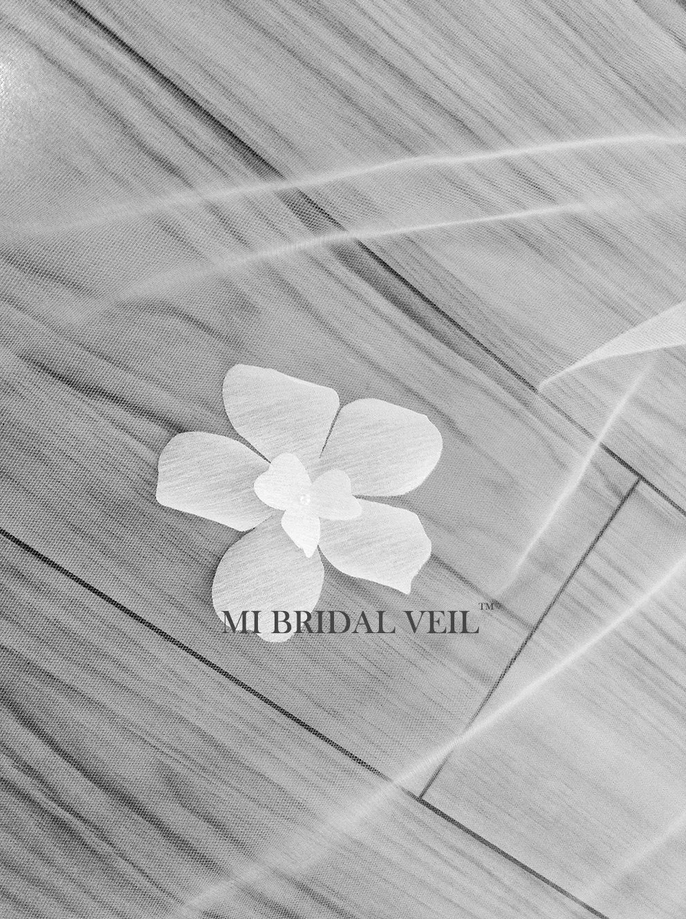 Wedding Veil with Flower, Beach Boho Petal Bridal Veil, Hand Sew Flower Mi Bridal
