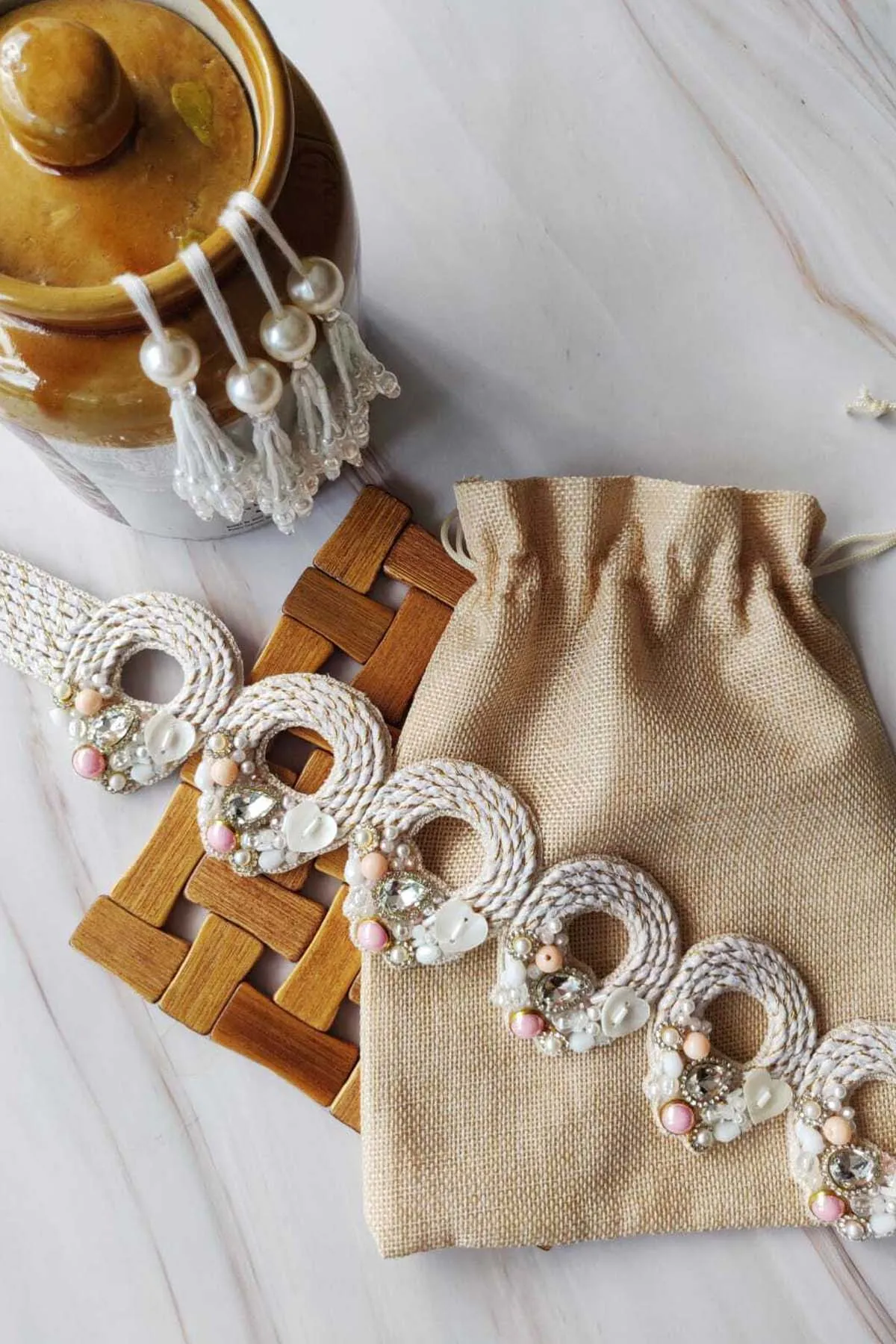 White Circular Handcrafted Belt