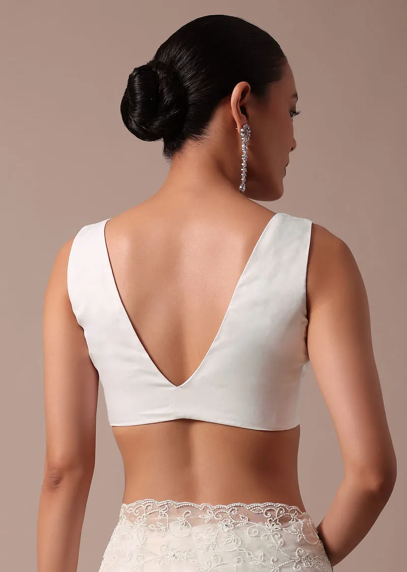 White Embroidered Organza Saree