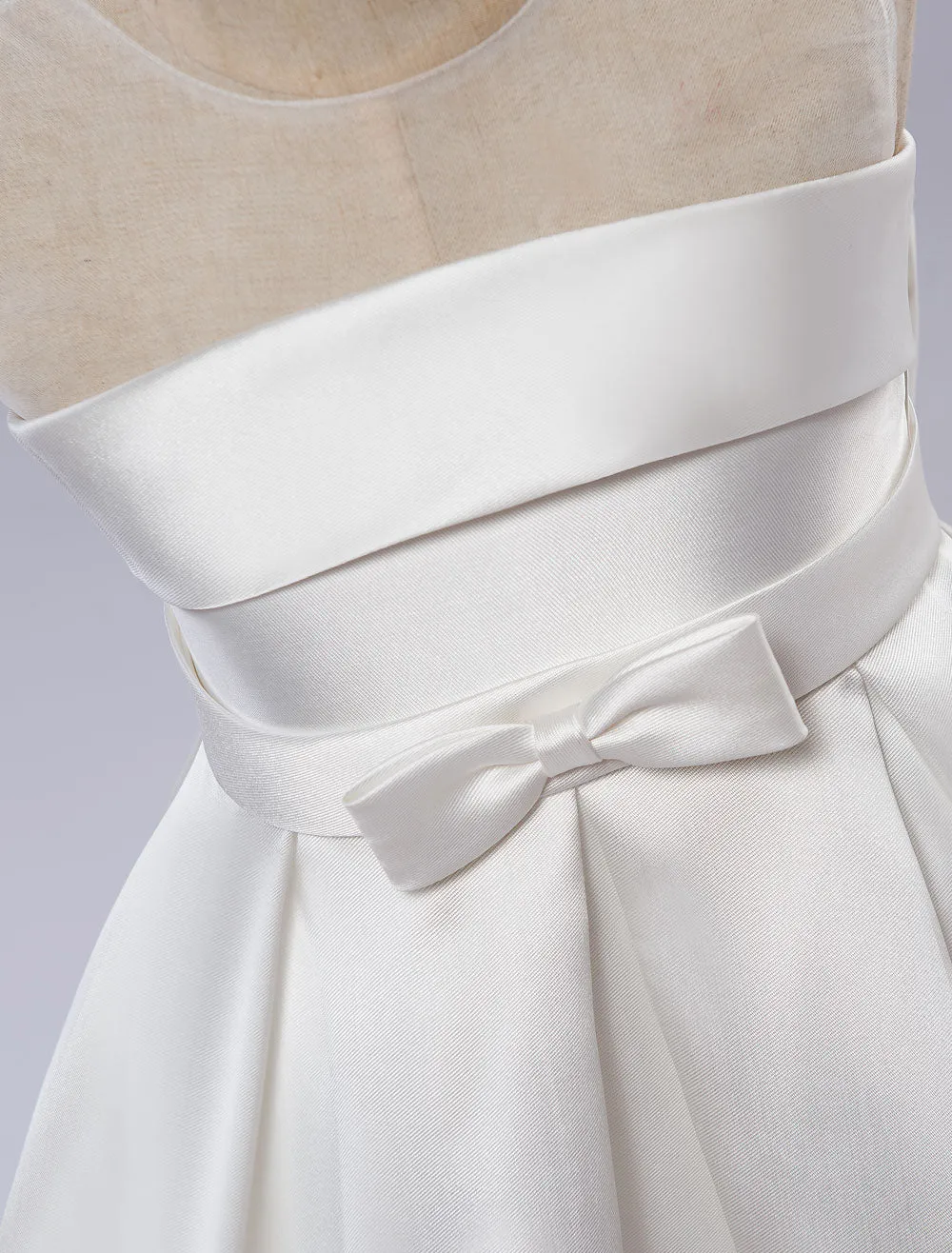 White flower girl dress Tutu Toddlers Short Satin Pageant Dinner Dress