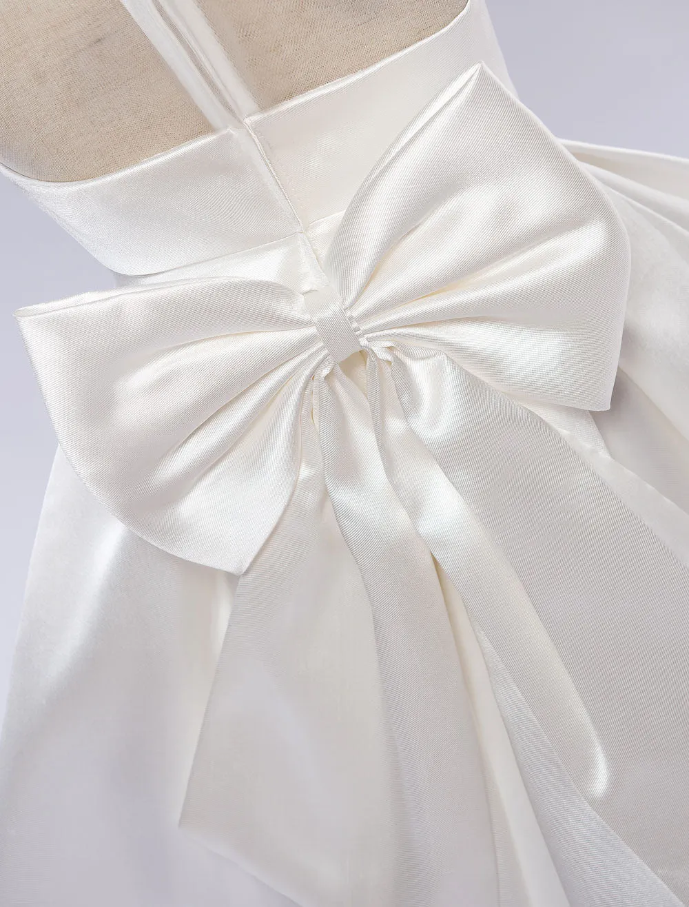 White flower girl dress Tutu Toddlers Short Satin Pageant Dinner Dress