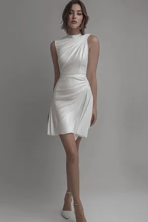 White High Neck Bodycon Short Graduation Dress