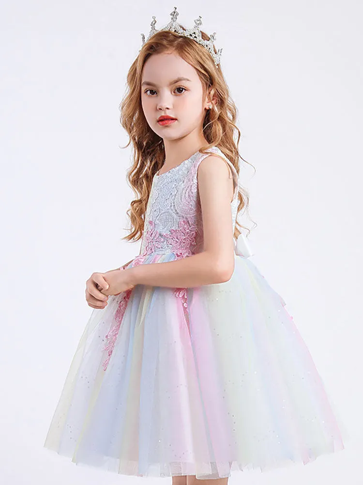 White Jewel Neck Cotton Sleeveless Short A-Line Embroidered flower girl dresses