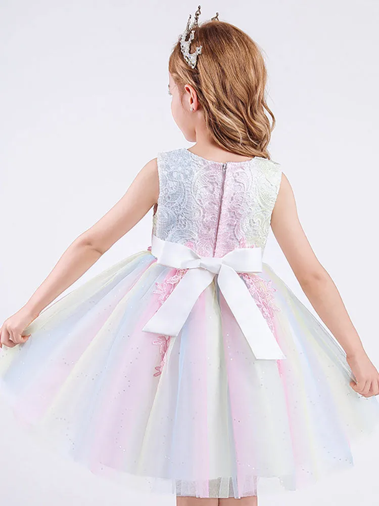 White Jewel Neck Cotton Sleeveless Short A-Line Embroidered flower girl dresses