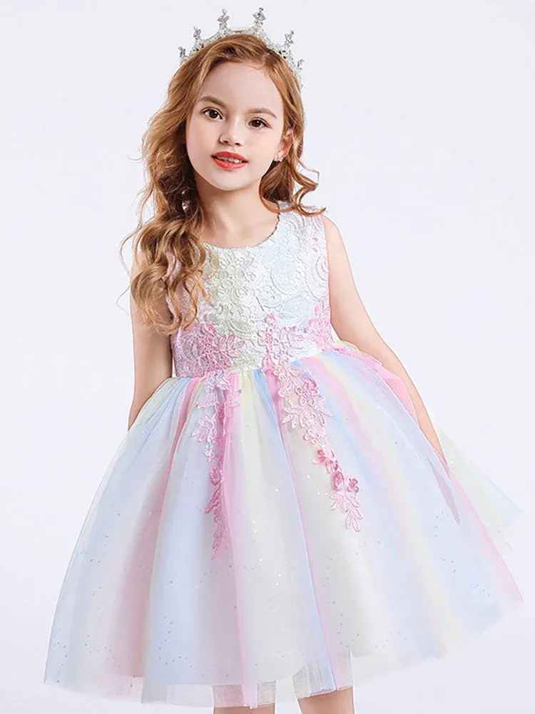 White Jewel Neck Cotton Sleeveless Short A-Line Embroidered flower girl dresses