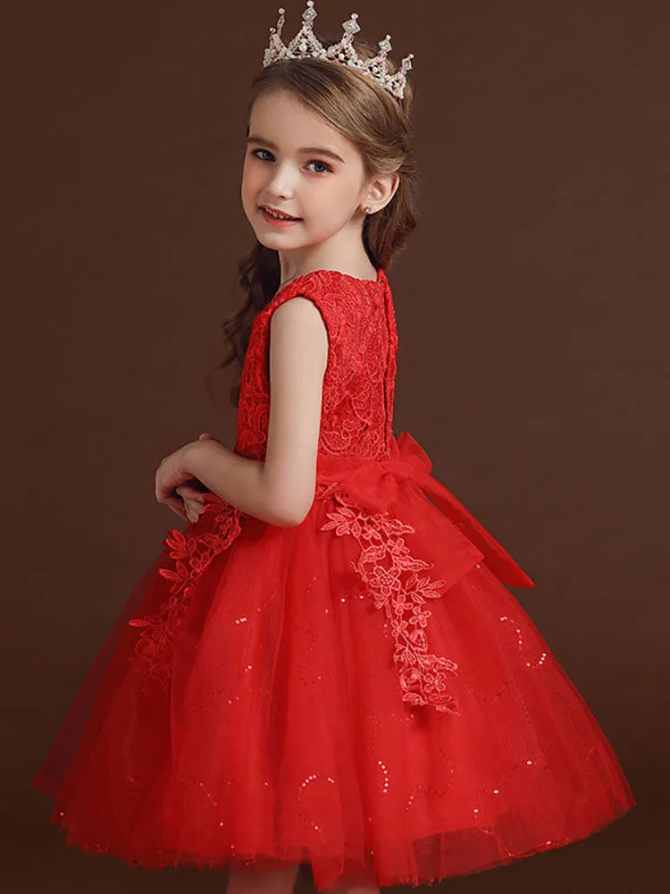 White Jewel Neck Cotton Sleeveless Short A-Line Embroidered flower girl dresses