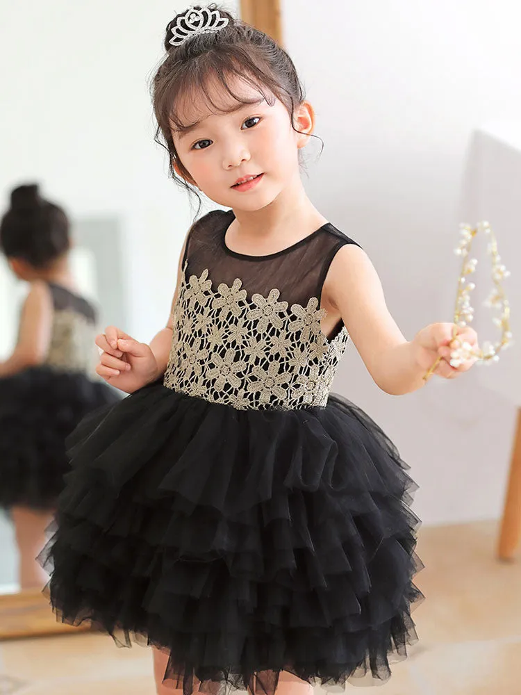 White Jewel Neck Tulle Sleeveless Short Princess Kids Social Party Dresses