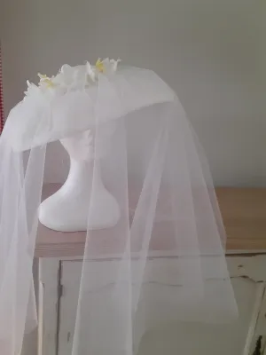 White sinamay bridal hat