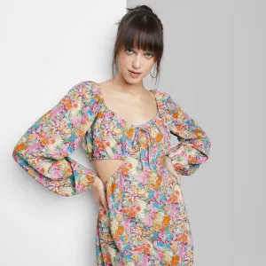 Wild Fable Women's Long Sleeve Cut Out Fit & Flare Dress