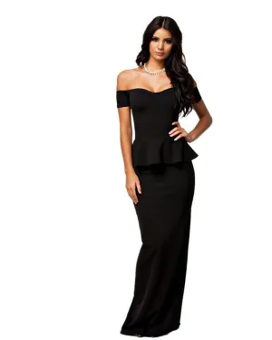 Women Dress 3 Colors Peplum Dress With Off shoulder Maxi Dress LC6244 plus size M-XXL Party Dress Vestidos