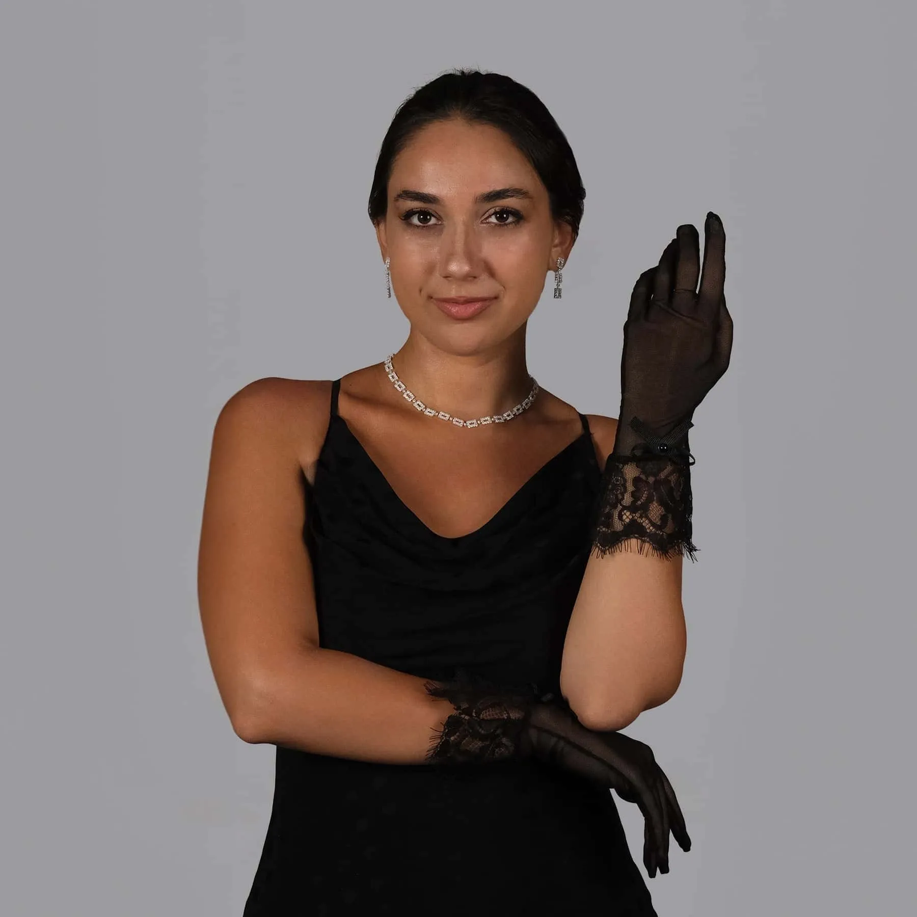 Women's Wedding Gloves Bridal Costume Gloves with Ribbon Detail