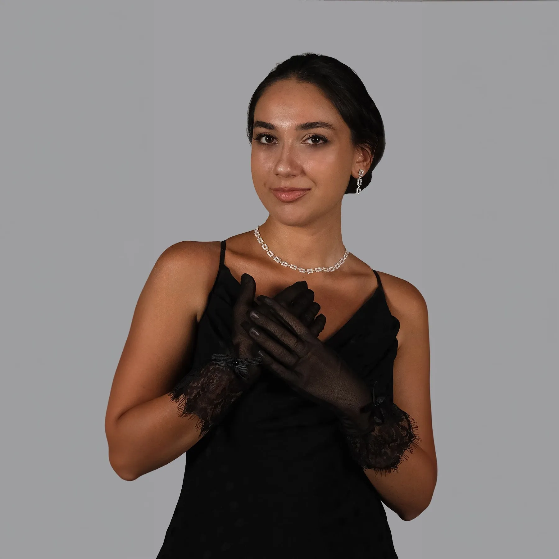 Women's Wedding Gloves Bridal Costume Gloves with Ribbon Detail