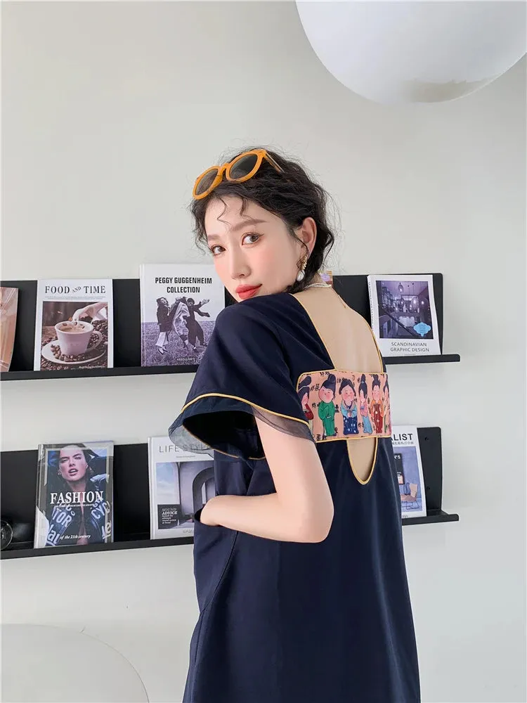 Y2K Cartoon Chinese Figures Mini Dress