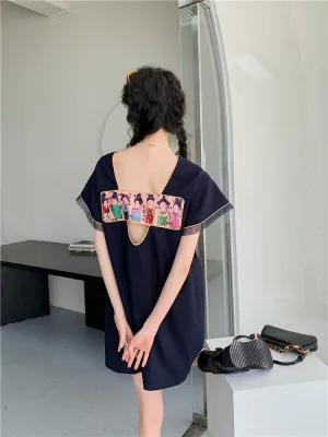 Y2K Cartoon Chinese Figures Mini Dress