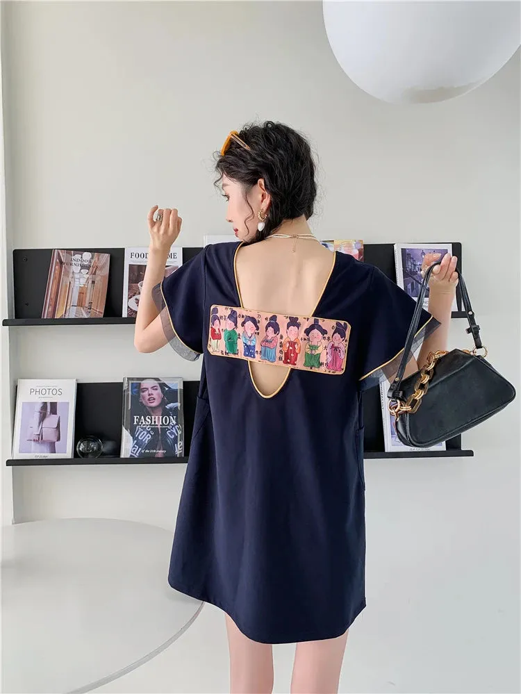 Y2K Cartoon Chinese Figures Mini Dress