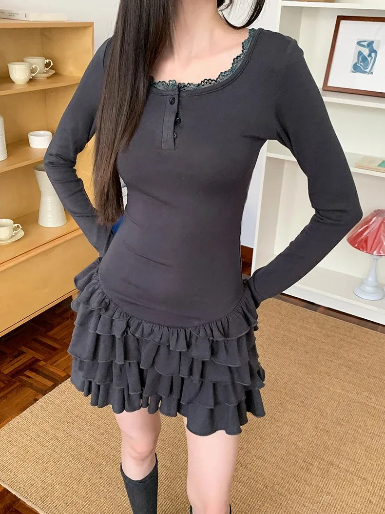 Y2K Casual Ruffled Mini Dress
