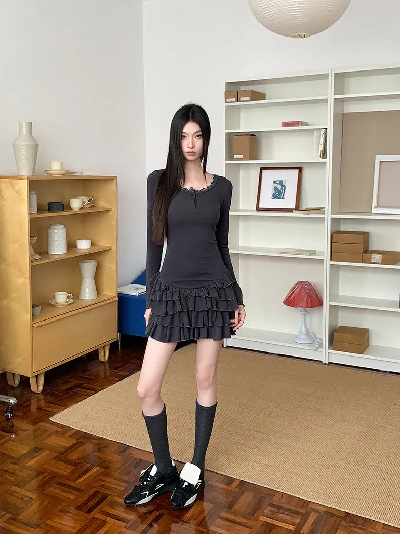 Y2K Casual Ruffled Mini Dress
