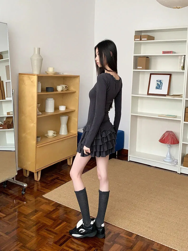 Y2K Casual Ruffled Mini Dress