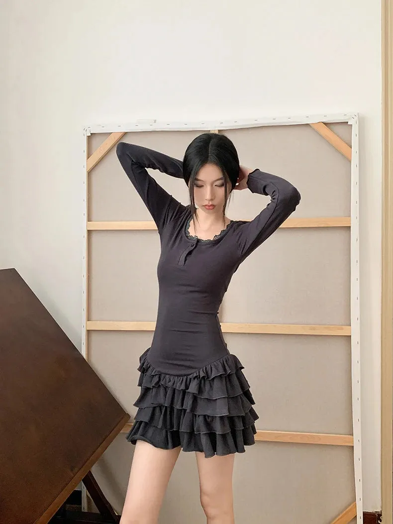 Y2K Casual Ruffled Mini Dress