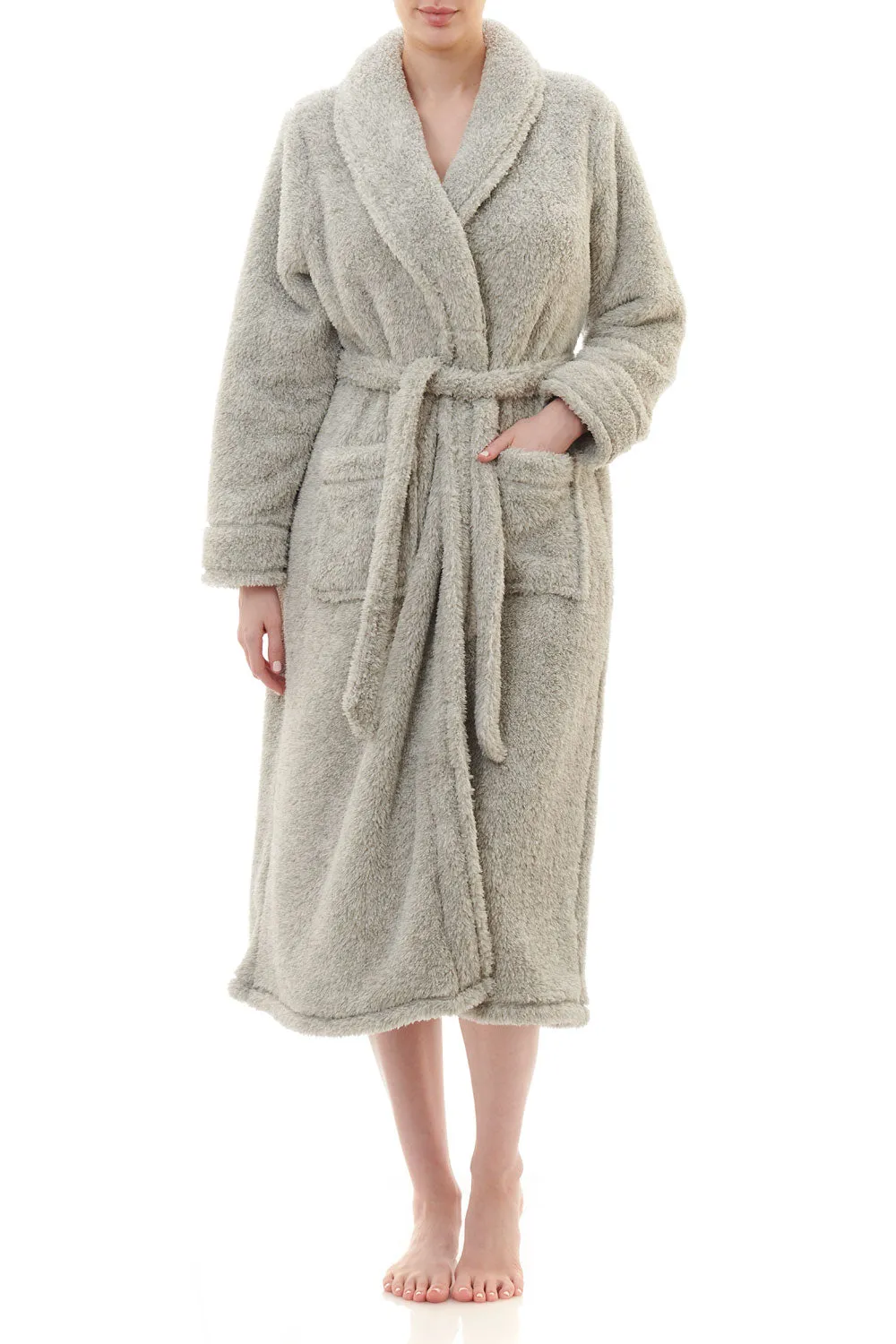 Yarn Dyed Long Wrap Gown - Silver Marle
