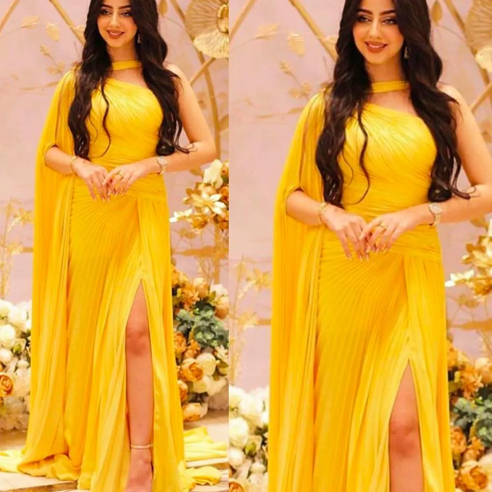 yellow prom dresses 2020 long chiffon pleated elegant cheap prom gowns 2021 vestidos de fiesta