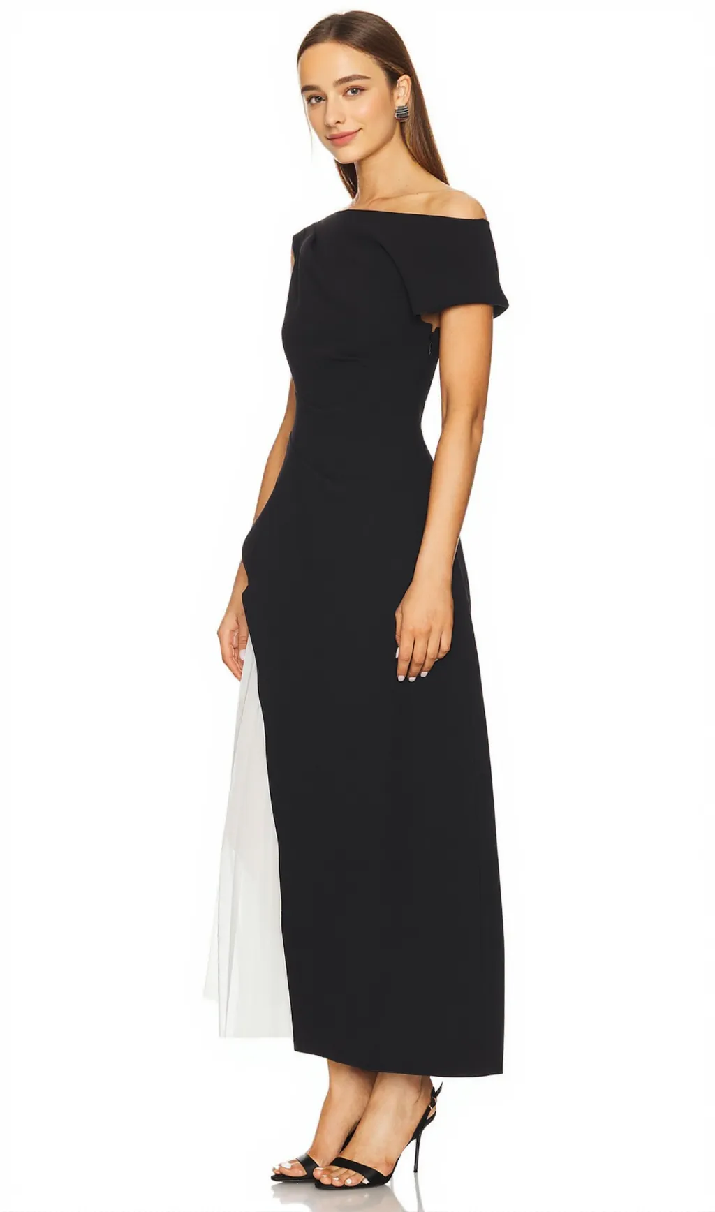 yvette one-shoulder pleated maxi dress in black