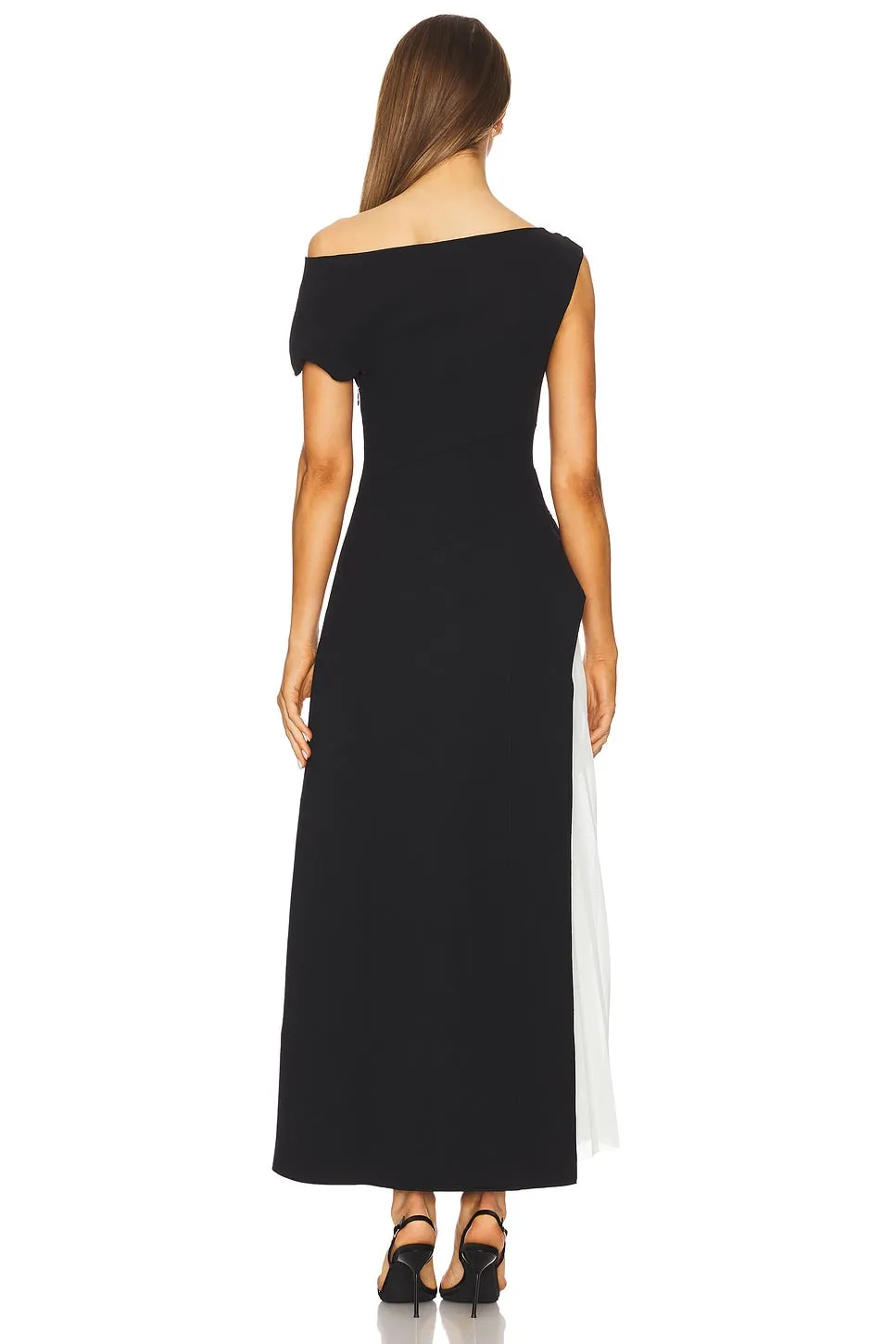 yvette one-shoulder pleated maxi dress in black
