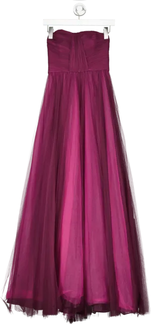 Zac Posen Red Sleeveless Pleated Gown UK 4