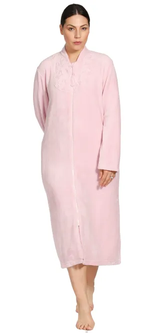 Zip Embroidered Gown - Pink